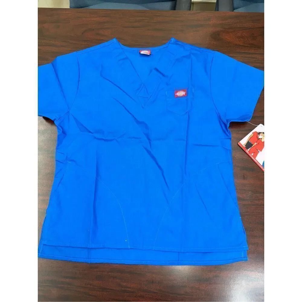 NWT Dickies Mini V-Neck Scrub Top In Royal Blue Size X-Small